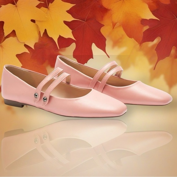 C. Paravano Shoes - NWOT C. Paravano Square Toe Double Strap Mary Jane Flats in Pink Size 41 = 10.5